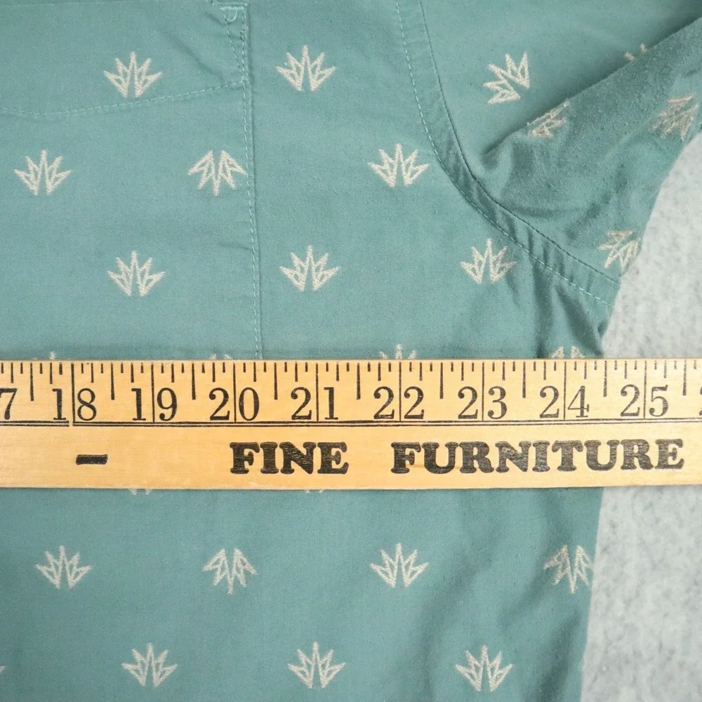 Prana Agave Leaf AOP Shirt Mens XL Teal Green Slim Fit Button Down Organic Blend - Picture 4 of 7